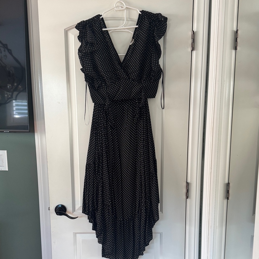 Free People Black High Low Dress with White Dots